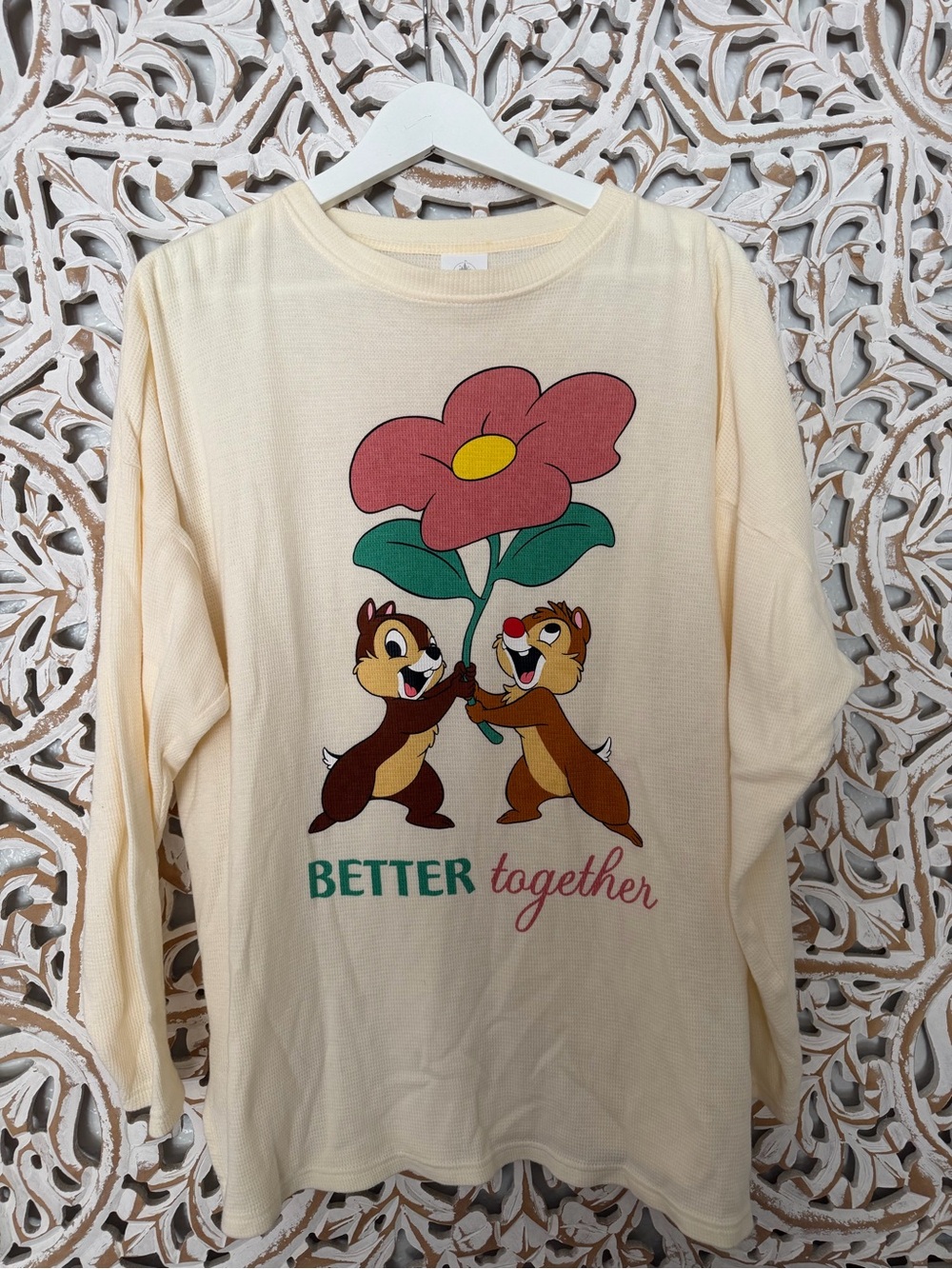 Cream Waffle Chip and Dale  'Better Together' Long Sleeve Shirt